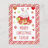 Koekjes en cacaorode kerst feestdagenkaart (Voorkant)