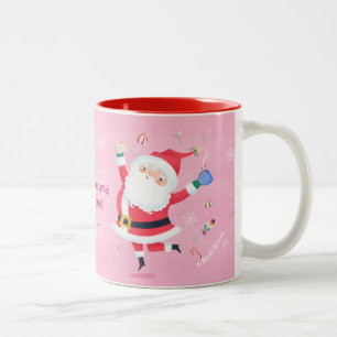 Koekjes en cacaotijd Schattigee kerstman Tweekleurige Koffiemok