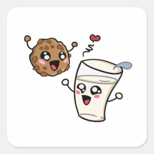 Koekjes en melk vierkante sticker