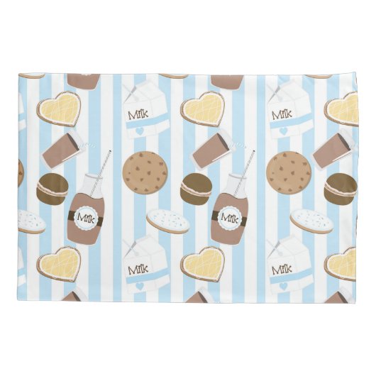 Koekjes en melkblauwe, gestripte jongens kussensloop (Achterkant)