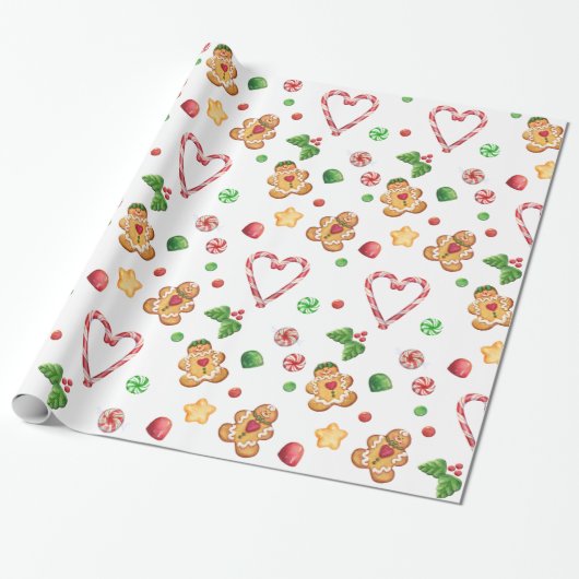 Koekjes en Snoep, zoete ontbijtkoeken Cadeaupapier (Uitgerold)