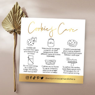Koekjes Handleiding Witte en Gold Script Logo Kaar Vierkante Visitekaartje