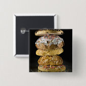 Koekjes in een stapel vierkante button 5,1 cm (Voorkant /achterkant)