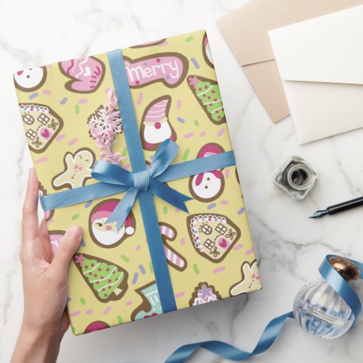 Koekjes Kerst Geel Cadeaupapier (Geschenken)