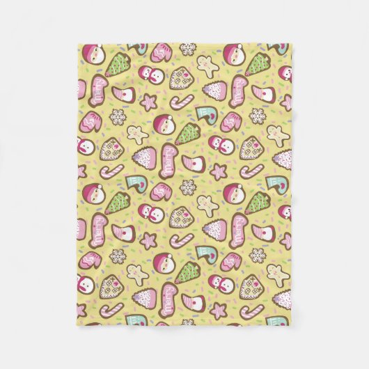 Koekjes Kerst Geel Fleece Deken (Voorkant)