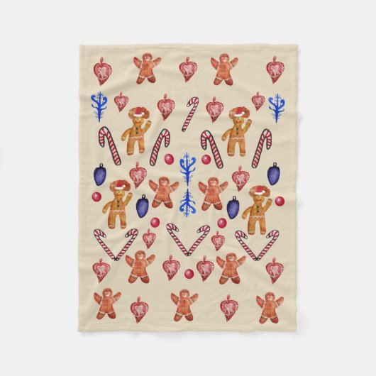 Koekjes, kerstdecor fleece deken (Voorkant)