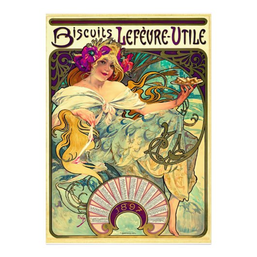 Koekjes Lefevre-Utile van Alphonse Mucha (1896) Foto Afdruk (Voorkant)