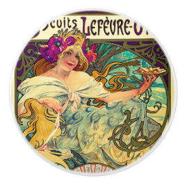Koekjes Lefevre-Utile van Alphonse Mucha (1896) Keramische Knop