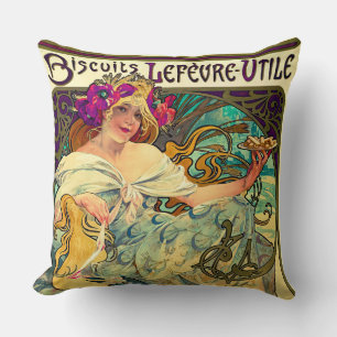 Koekjes Lefevre-Utile van Alphonse Mucha (1896) Kussen