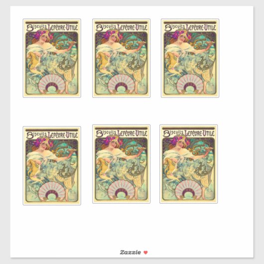 Koekjes Lefevre-Utile van Alphonse Mucha (1896) Sticker (Vel)