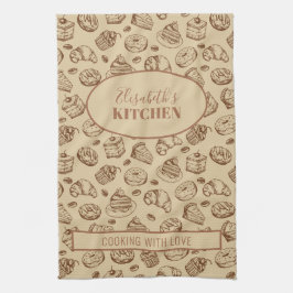  koekjes patroon gepersonaliseerde naam keuken theedoek