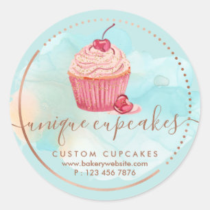 Koekjes Snoepjes Gebak Bakkerij Turquoise Bes Cupc Ronde Sticker