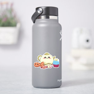 koekjes van kawaii en warme thee sticker