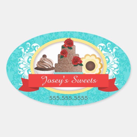 Koekjesbakkerijdozen voor coupures ovale sticker (Voorkant)