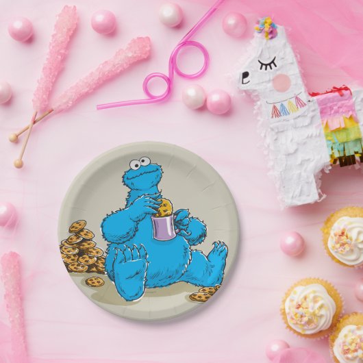  koekjesmonster die koekjes eet papieren bordje (Feest)