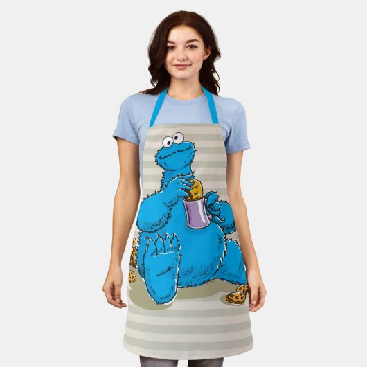  koekjesmonster die koekjes eet schort (Gedragen)