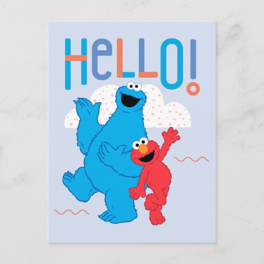 Koekjesmonster en Elmo Hallo! Briefkaart (Voorkant)