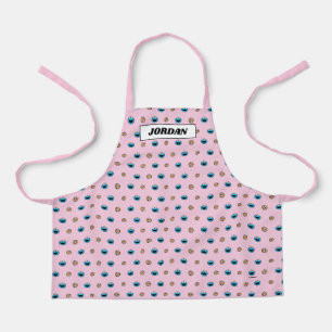 Koekjesmonster en roze koekjespatroon schort