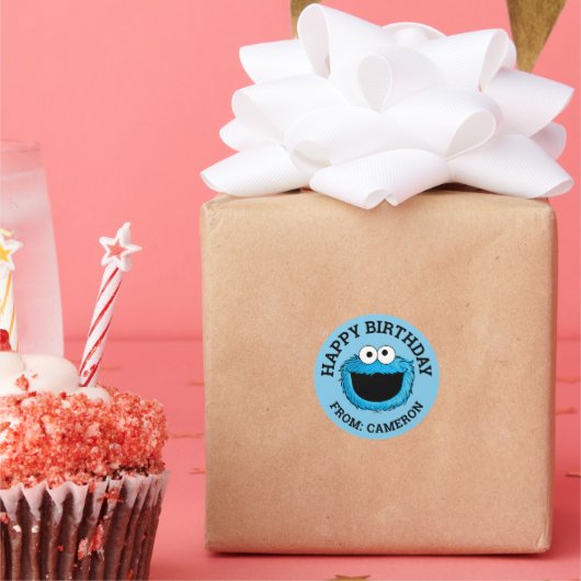 Koekjesmonster | Happy Birthday Gift Label (Feest)