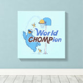 Koekjesmonster | Schieten basketbalhoepels Canvas Afdruk (Insitu (Houten vloer))