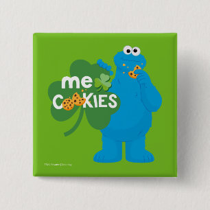 Koekjesmonster Shamrock Love Vierkante Button 5,1 Cm
