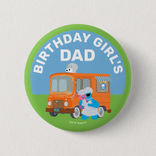 Koekjesmonster Voedsel Vrachtwagen Verjaardag Meis Ronde Button 5,7 Cm