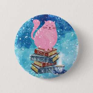 Koekkat in de winter ronde button 5,7 cm