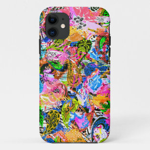 Koekkleurige abstracte gemengde paisleybloemen iPhone 11 hoesje