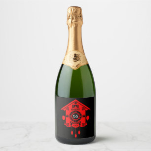Koekoeksklok tijd Happy 55th Birthday Sparkling Wijnetiket