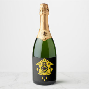 Koekoeksklok Tijd Happy 70th Birthday Sparkling Wijnetiket