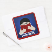 Koekplaatje Boy 2 Reading Book Custom Square Vierkante Sticker (Envelop)