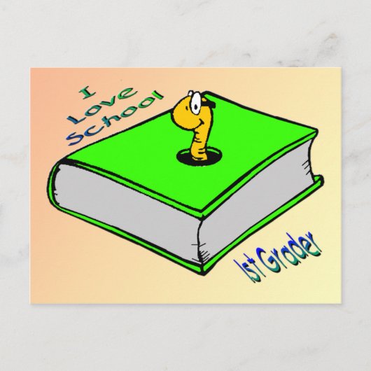 Koekworm 1st Grader - Ik hou van School Briefkaart (Voorkant)