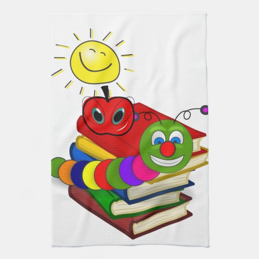 Koekworm, Boeken, Apple Kitchen Handdoek (Verticaal)