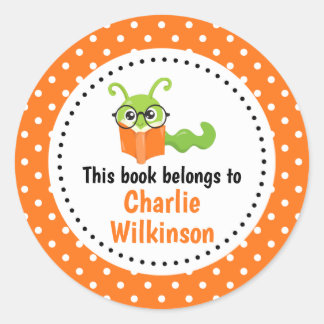 Koekworm Dit boek behoort tot het Sinaasappel van Ronde Sticker