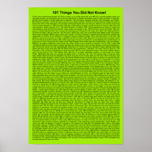 Koel 101 dingen die je niet wist (Limoen Neon) Poster