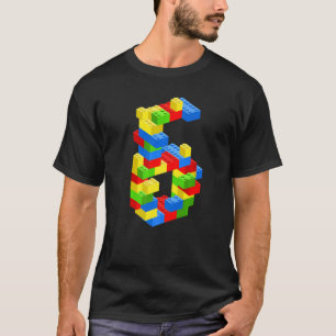 Koel 6e verjaardag bouwstenen 6 jaar oude jongen t-shirt