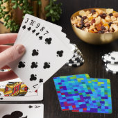 Koel 8-bit Pixel Patroon Geeky Blauw Rood Monogram Pokerkaarten (Insitu)