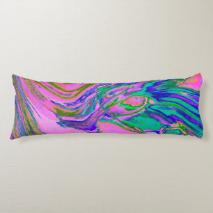 Koel Abstract Chartreuse en Heet Roze Groovy Retro Lichaamskussen