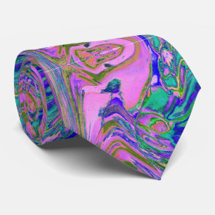 Koel Abstract Chartreuse en Heet Roze Groovy Retro Stropdas