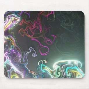 Koel Abstract Neon Vloeibaar Kunst Zwart Muismat