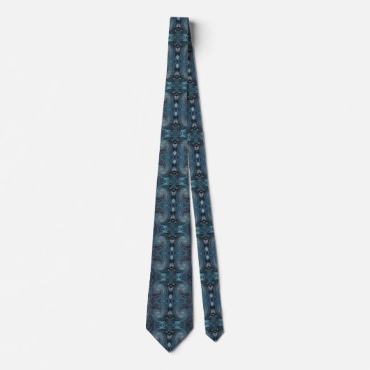 Koel Abstract Retro Black en Blauwgroen kosmische  Stropdas (Voorkant)