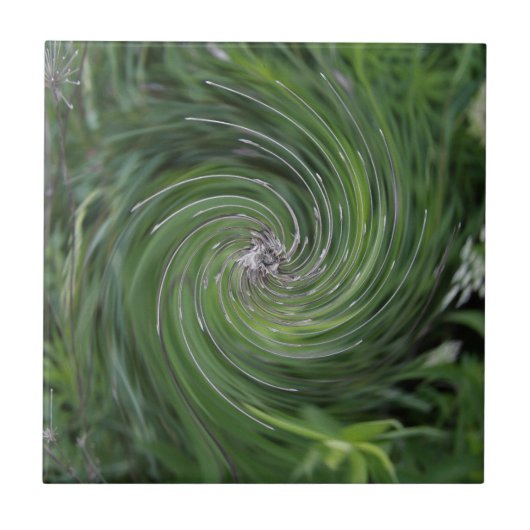 Koel Abstract Retro Chartreuse Green Floral Swirl Tegeltje (Voorkant)