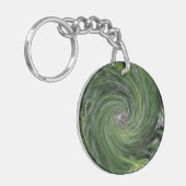 Koel Abstract Retro Chartreuse Groen Bloemmotief D Sleutelhanger (Voorkant Links)