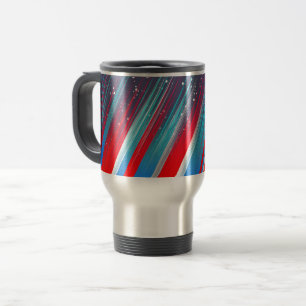 Koel Abstract Rood Wit Blauw Kwaststreken Reisbeker