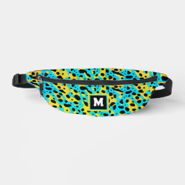 Koel Abstract Turquoise Luipaard Patroon Monogram Heuptasje