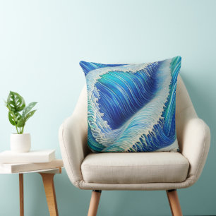 Koel Abstracte blauwe golven Kussen