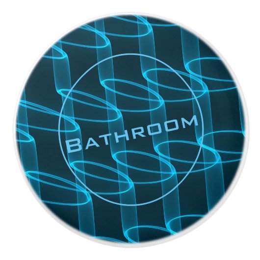 Koel Abstracte blauwe Neon Waves Bathroom Keramische Knop (Voorkant)