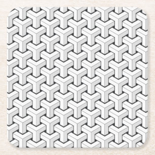 Koel Abstracte isometrische Y-plaatjes Vierkante Kartonnen Onderzetter