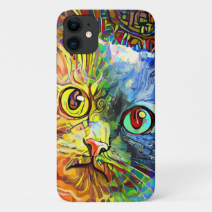 Koel Abstracte kleurrijke kattenkattenkattendeksel iPhone 11 Hoesje
