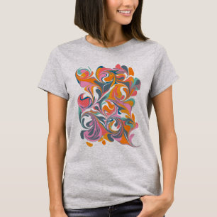 Koel Abstracte marmerzwendels uniek kleurig T-shirt